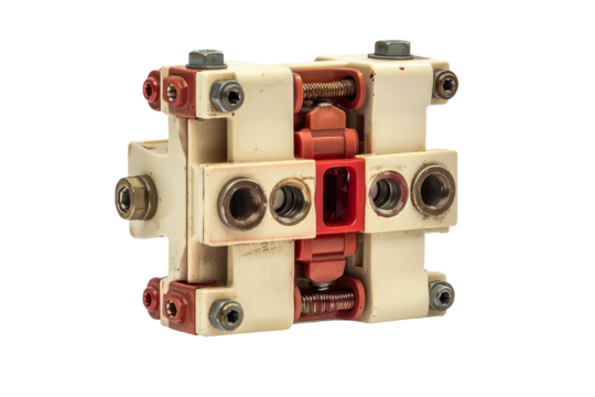 Close Up of a Red and White Electrical Device. On a Transparent Background.