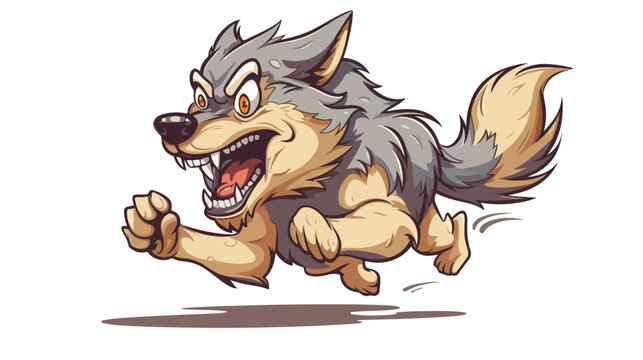 Distressed sticker of a cartoon hungry wolf running