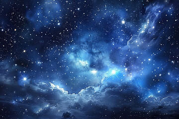 Generative ai on theme of beautiful starfall in sky, bright meteorites glow in atmosphere