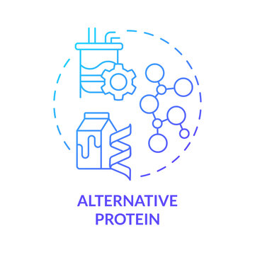 Alternative protein blue gradient concept icon. Animal free food, dairy products. Organic materials cultivation. Round shape line illustration. Abstract idea. Graphic design. Easy to use in blog post