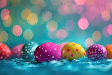 Colorful Easter Eggs in a Neston Vibrant Background