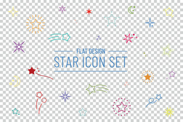 Star Shape Icon Set - Different Vector Illustrations Isolated On Transparent Background