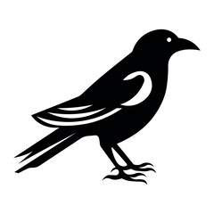 black vector raven icon on white background