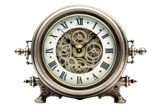 Clock on Table. On a Transparent Background.