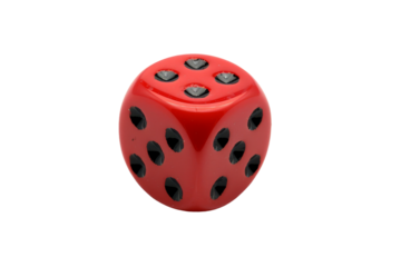 Red Dice With Black Dots. On a Transparent Background.
