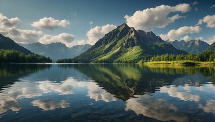 Mountain and Lake Views in Spring and Summer