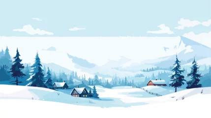 Crédence de cuisine en verre imprimé Bleu clair Flat winter mountain landscape cold time snowfall 