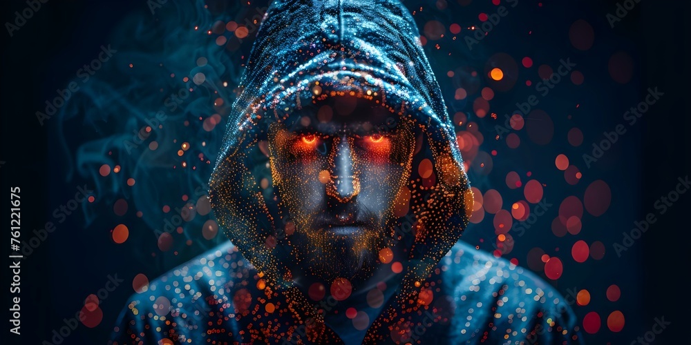 Poster discover the world of cybersecurity through art hacker alerts safeguarding data. concept cybersecuri