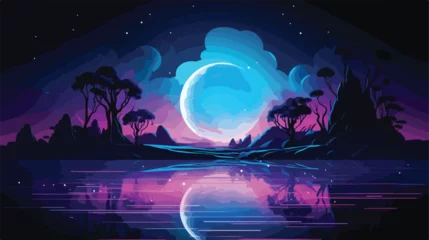 Deurstickers Futuristic night landscape with abstract landscape  © Noman
