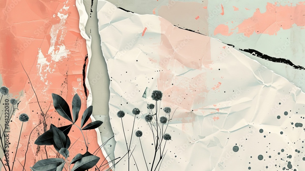 Poster retro effect with crumpled paper halftones. background with dots and noise. vintage collage banner i