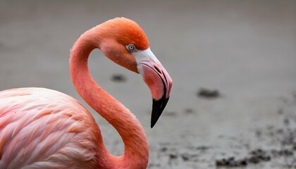 A Flamingo With A Beak Covered In Mud