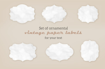 Collection of ornate blank paper labels with vintage feel