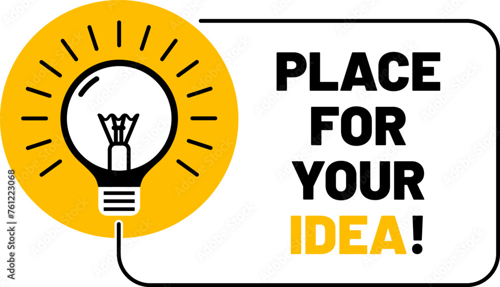 Poster frame background with shiny light bulb, copy space for your idea