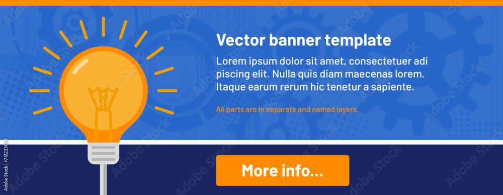Poster web banner template with lightbulb, technology background and copy space