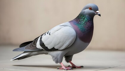 A Pigeon With Its Feathers Sleek And Glossy