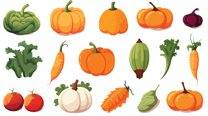 Bright vector set of colorful apple pumpkin