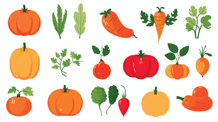 Bright vector set of colorful apple pumpkin