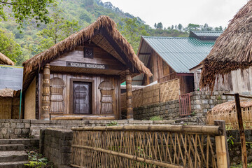 Fototapeta na wymiar Traditional house in naga heritage village, Kohima, Nagaland, north-east India