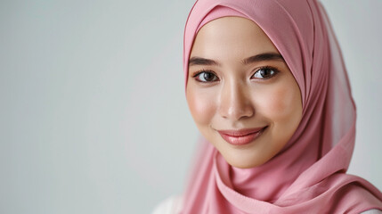 Malaysian women wear hijab in white background - obrazy, fototapety, plakaty