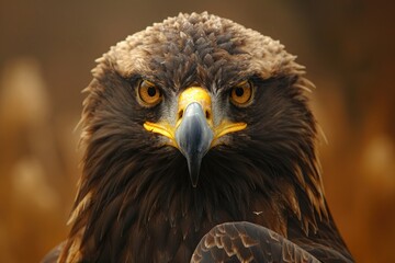 Fototapeta premium Golden eagle close-up portrait. Bird of prey. Wildlife scene from nature