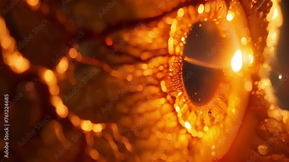 Poster a closeup of a retinal scan being studied by ai algorithms for signs of early stage macular degenera