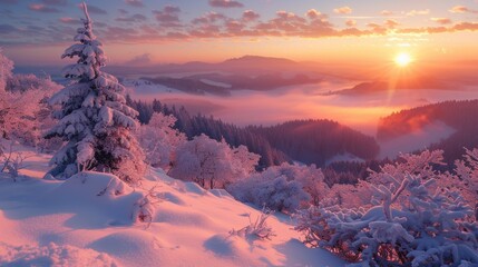 Winter Sunrise Landscape at Schlsselfelsen, Palatinate Forest