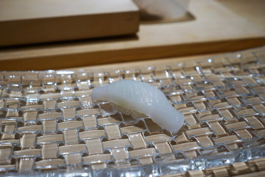 Close up Ika Geso Sushi, Fresh octopus legs