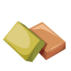 Handmade natural organic soap bars in cartoon flat style. Cosmetic product for hygienic cleanser skincare and washing hands.Vector illustration