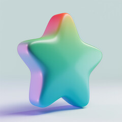 a 3d icon of a service star, smooth corners, vibrant collours, mantis color shade, floating in the air.
