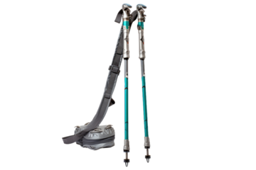 Ski Poles and Backpack. On a White or Clear Surface PNG Transparent Background.