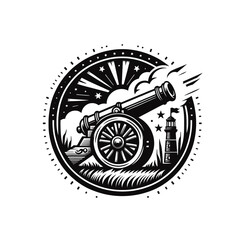 Vintage cannon monochrome isolated vector illustration