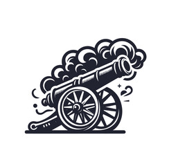 Fototapeta premium Vintage cannon monochrome isolated vector illustration