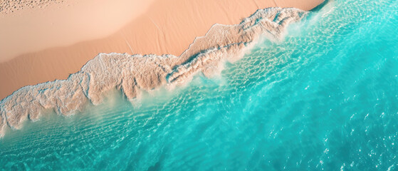 Serene aerial view of a pristine tropical beach at midday - obrazy, fototapety, plakaty
