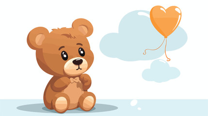 Obraz na płótnie Canvas Cartoon teddy bear with thought bubble flat vector
