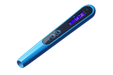 Blue Digital Thermometer on White Background. On a White or Clear Surface PNG Transparent Background.