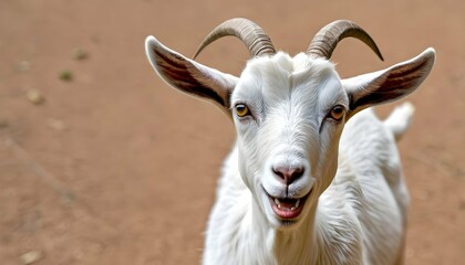 A Goat With Its Ears Flattened Back Startled