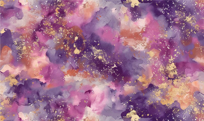 abstract watercolor background pink violet gold