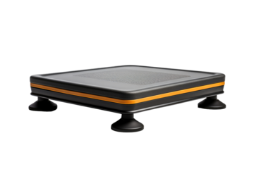 Close Up of Black and Yellow Platform. On a White or Clear Surface PNG Transparent Background.