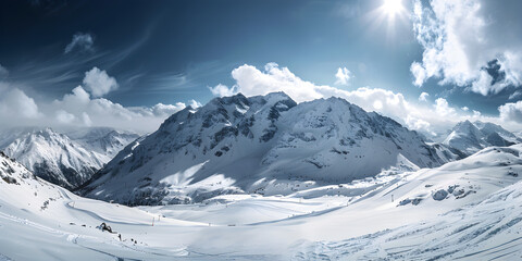 Morning winter silvretta alps landscape. ski resort silvrettaseilbahn ag ischgl, tirol, austria. panorama.
 - obrazy, fototapety, plakaty
