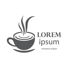 logo design of hot coffee in a glass with smoke