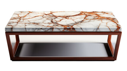 A coffee table showcasing a luxurious marble top supported by wooden legs