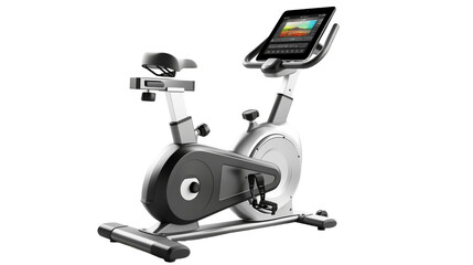 An exercise bike integrated with a tablet for interactive workouts