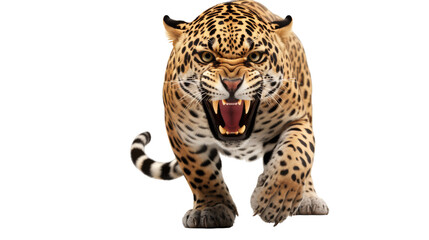 A majestic leopard showcasing its powerful jaws and sharp teeth in a fierce display of strength