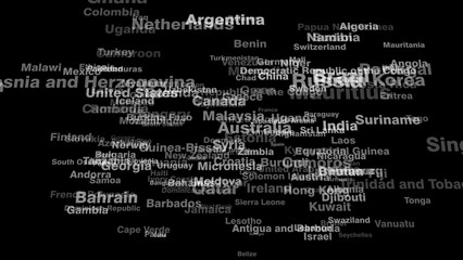 News country names on black background breaking travel news reveals world countries on stunning global report