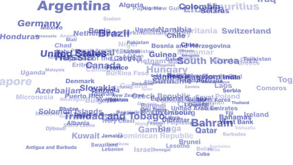 Fototapeta premium Country names on white background for travel and tourism promotion in global destinations
