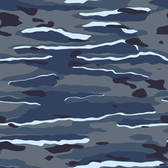 Military flecktarn camouflage illustration seamless pattern naval navy water blue camo square texture banner illustration wallpaper