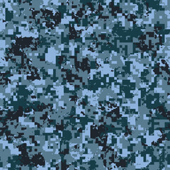 Military pixel camouflage illustration seamless pattern grey naval water navy ocean camo square texture banner illustration wallpaper