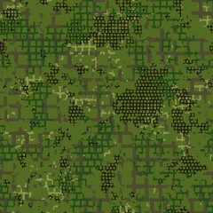 Military Pixel camouflage illustration seamless pattern green woodland camo square texture banner illustration wallpaper	
