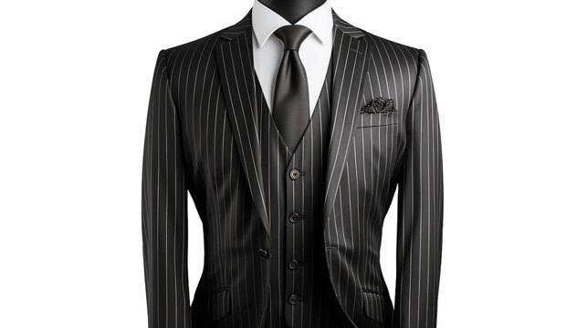 A suit and tie elegantly draped on a mannequin man, exuding sophistication and style