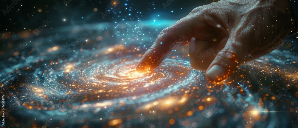 Aufkleber Digital neural network concept. Business man touching artificial intelligence. Cyberspace of the future. Technology innovation and science.